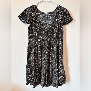 American Eagle Outfitters Black and White Tiered Ruffled Sundress